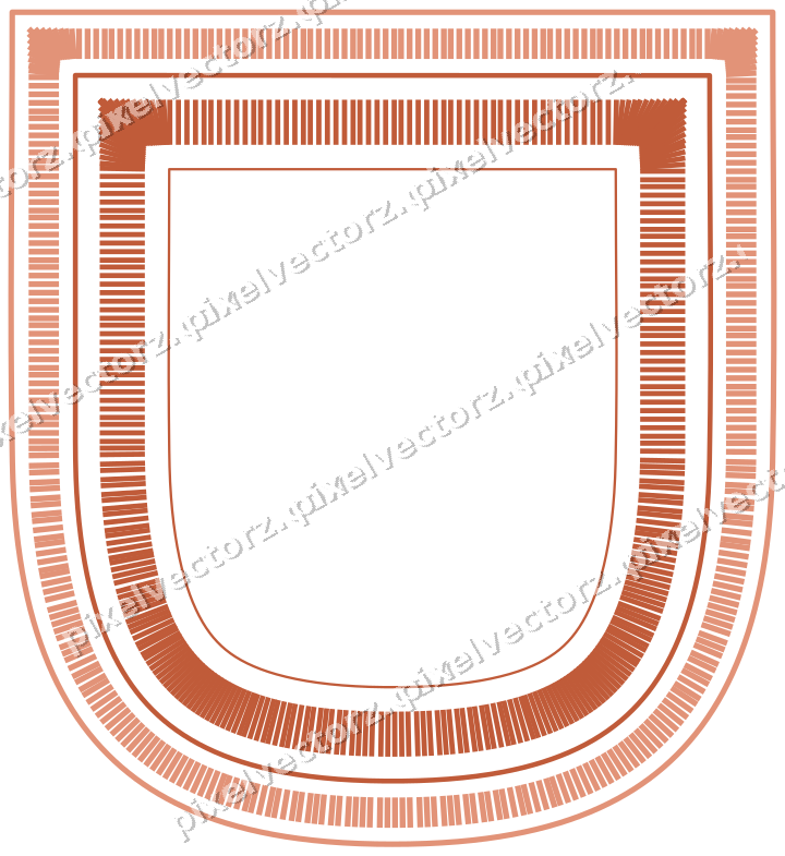 Dekorativer Zierrahmen in Orange und Türkis mit Wappen und Strichelung
