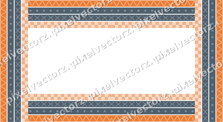 Dekorativer Bilderrahmen in Blau und Orange mit Wellenband