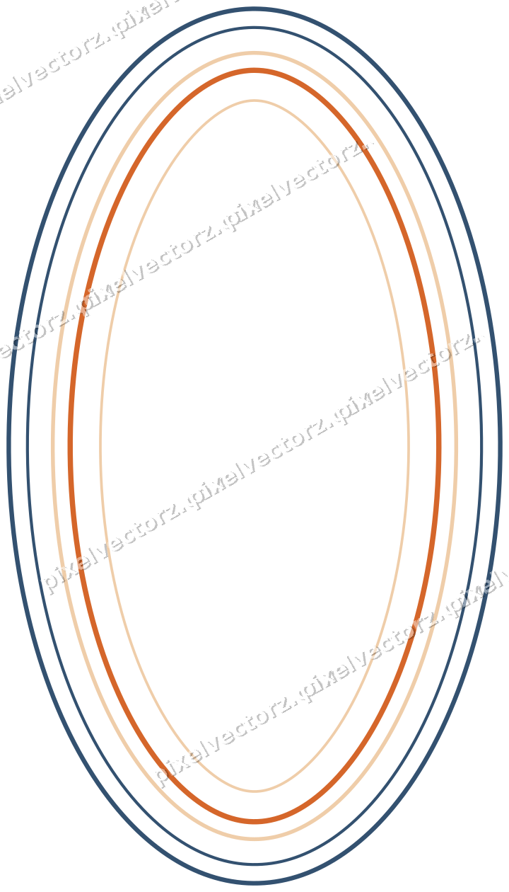Dekorativer Zierrahmen in Dunkelblau und Orange mit Oval