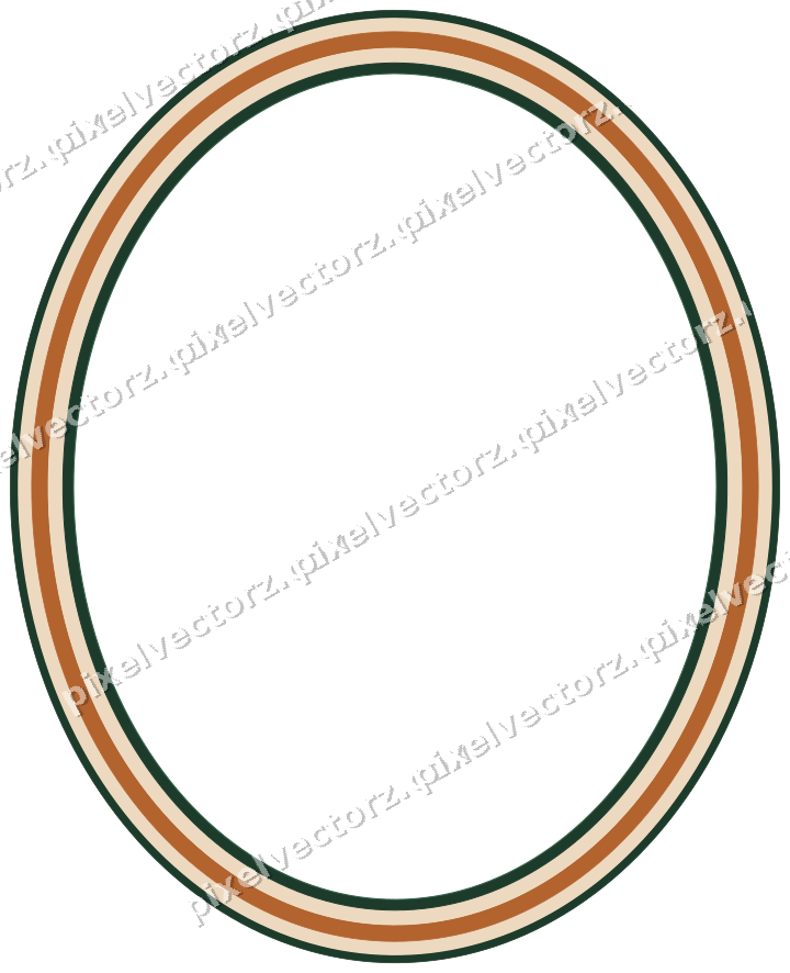 Dekorativer Zierrahmen in Dunkelgrün und Orange mit Oval