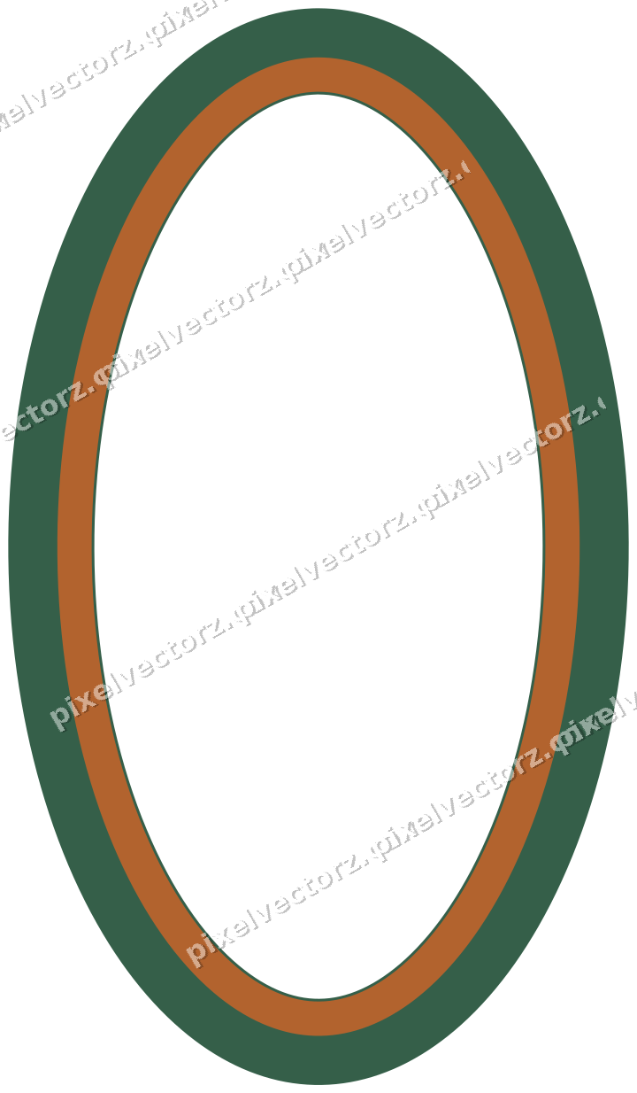 Dekorativer Zierrahmen in Dunkelgrün und Orange mit Oval