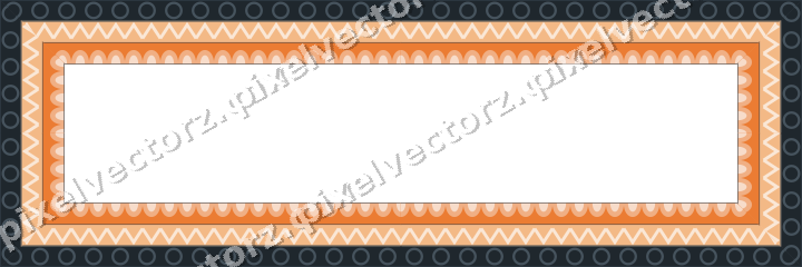 Dekorativer Bilderrahmen in Blau und Orange mit Ringkette und Zickzack