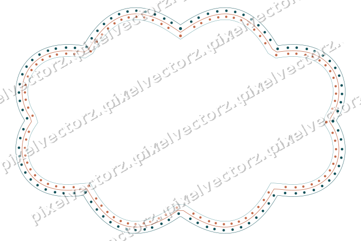 Dekorativer Zierrahmen in Dunkelpetrol und Orange mit Oval