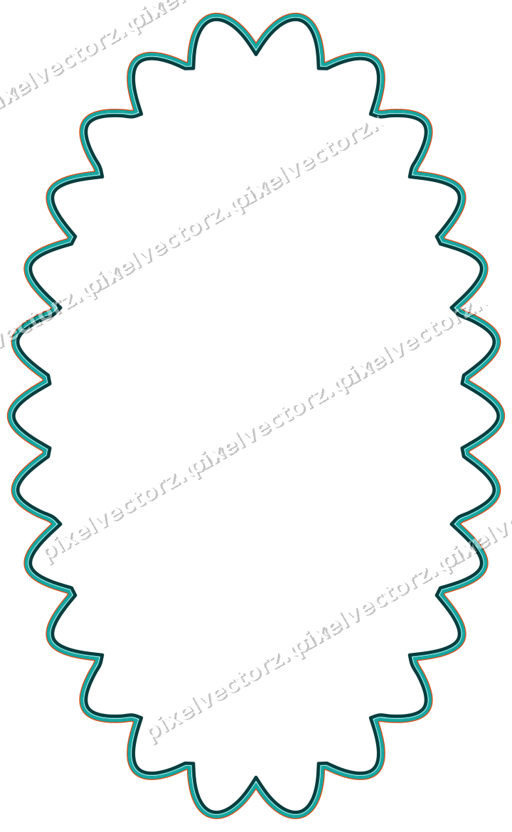 Dekorativer Zierrahmen in Orange und Petrol mit Oval und Lappenrand