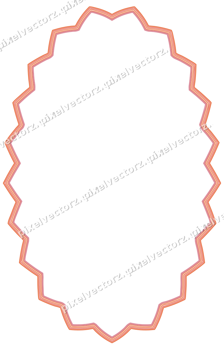 Dekorativer Zierrahmen in Rot und Orange mit Oval und Zackenrand