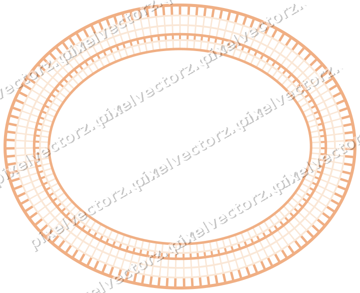 Dekorativer Zierrahmen in Blau und Orange mit Oval und Schraffur