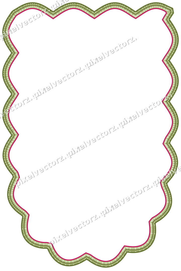 Dekorativer Zierrahmen in Limette und Rosa mit Wappen und Lappenrand