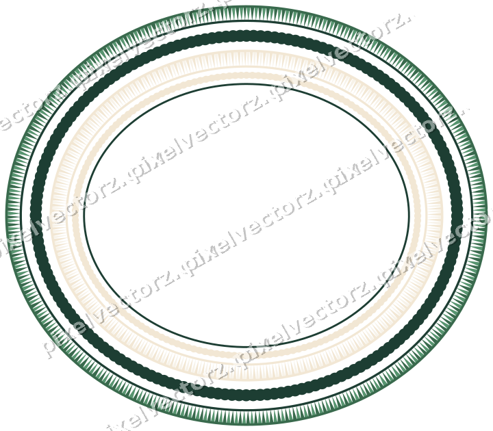 Dekorativer Zierrahmen in Dunkelgrün und Rot mit Oval und Zahnschnitt