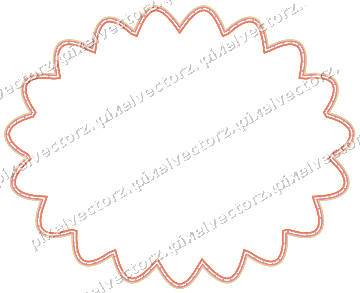 Dekorativer Zierrahmen in Rot und Orange mit Oval und Lappenrand