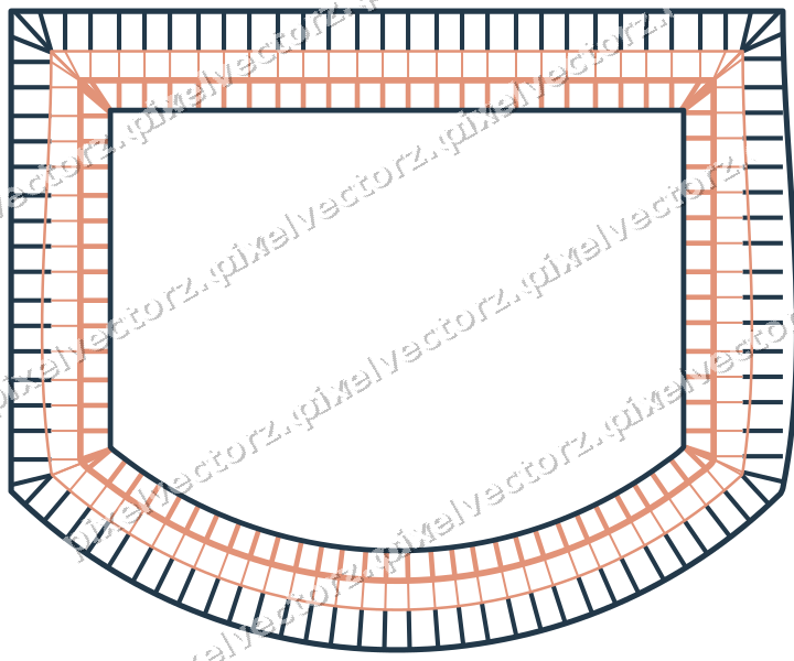 Dekorativer Zierrahmen in Orange und Türkis mit Tafel und Schraffur