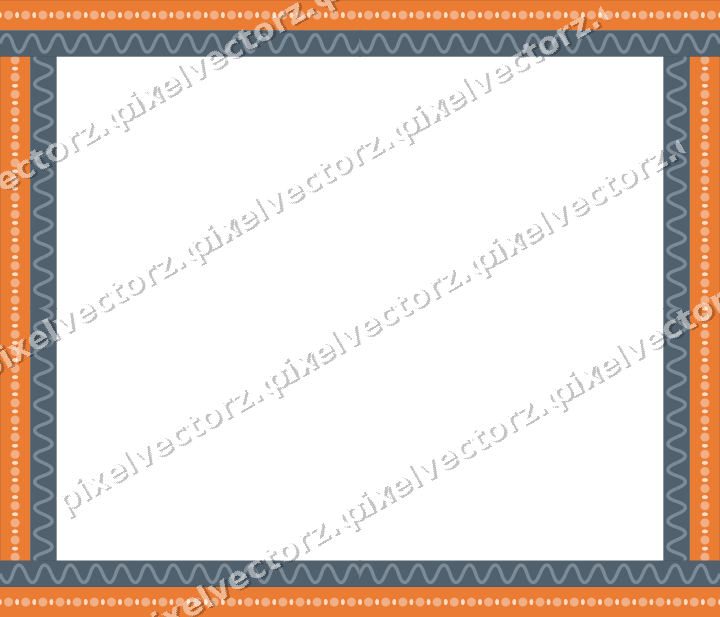 Dekorativer Bilderrahmen in Blau und Orange mit Wellenband