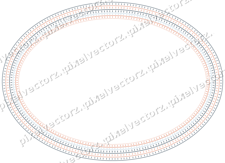 Dekorativer Zierrahmen in Orange und Türkis mit Oval und Strichelung