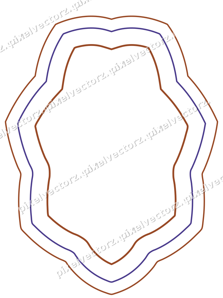 Dekorativer Zierrahmen in Orange und Blau mit Oval und Zackenrand