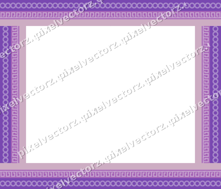 Dekorativer Bilderrahmen in Violett und Blau mit Ringkette und Mäander