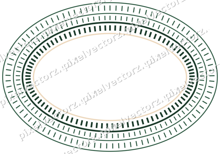 Dekorativer Zierrahmen in Dunkelgrün und Orange mit Oval