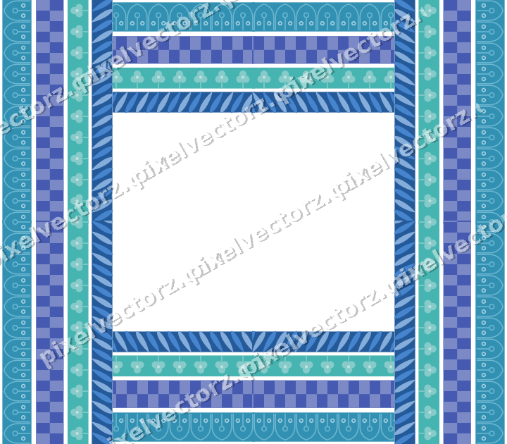 Dekorativer Bilderrahmen in Blau und Türkis mit Kleeblatt und Maßwerk