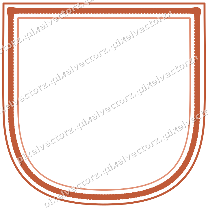 Dekorativer Zierrahmen in Orange und Türkis mit Wappen und Punktreihe
