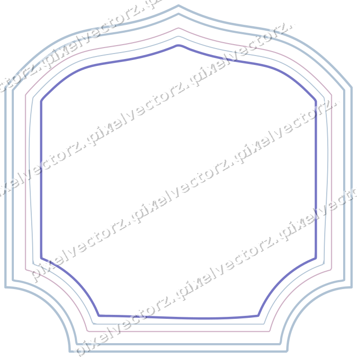 Dekorativer Zierrahmen in Violett und Blau mit Tafel und Eselsrücken