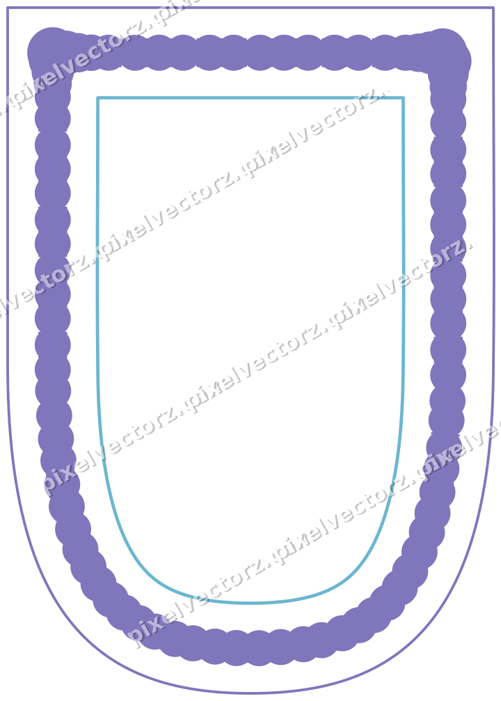Dekorativer Zierrahmen in Blau und Türkis mit Wappen und Perlenreihe