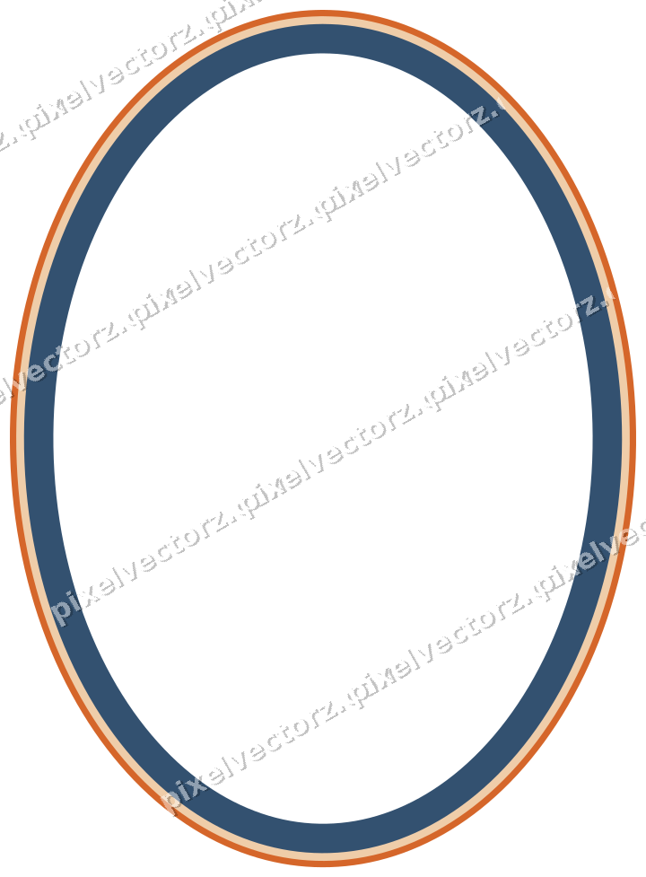 Dekorativer Zierrahmen in Dunkelblau und Orange mit Oval