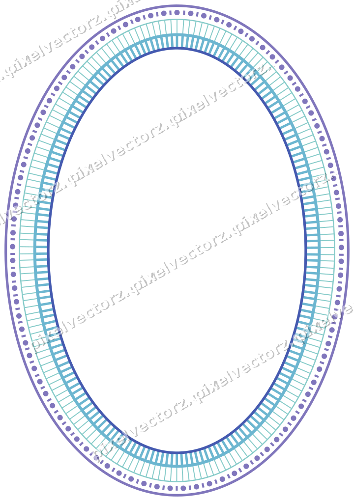 Dekorativer Zierrahmen in Blau und Türkis mit Oval und Perlenreihe