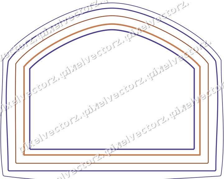 Dekorativer Zierrahmen in Orange und Blau mit Tafel und Spitzbogen