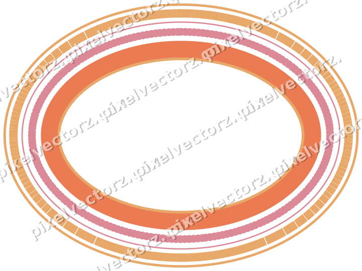 Dekorativer Zierrahmen in Rot und Orange mit Oval und Strichelung