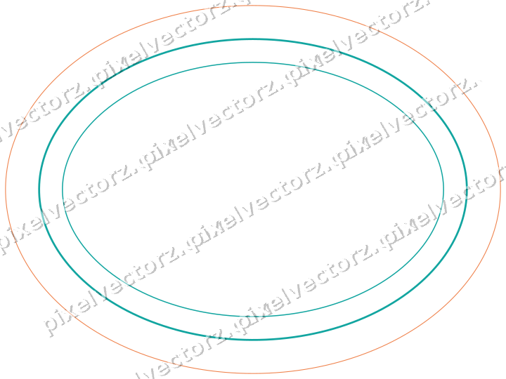 Dekorativer Zierrahmen in Orange und Petrol mit Oval