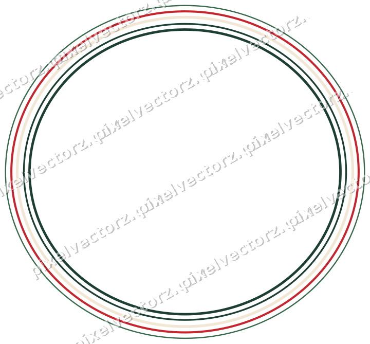 Dekorativer Zierrahmen in Dunkelgrün und Rot mit Oval