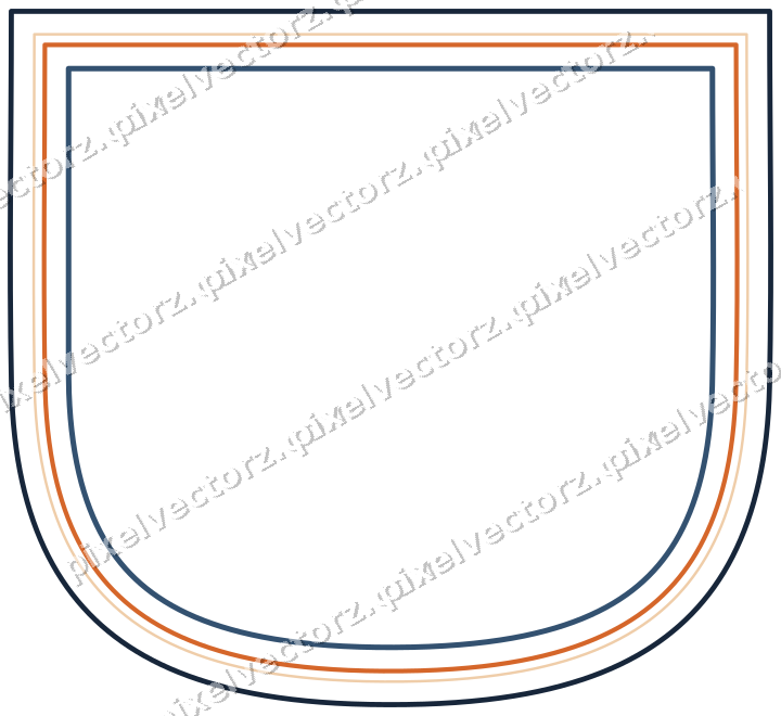 Dekorativer Zierrahmen in Dunkelblau und Orange mit Wappen