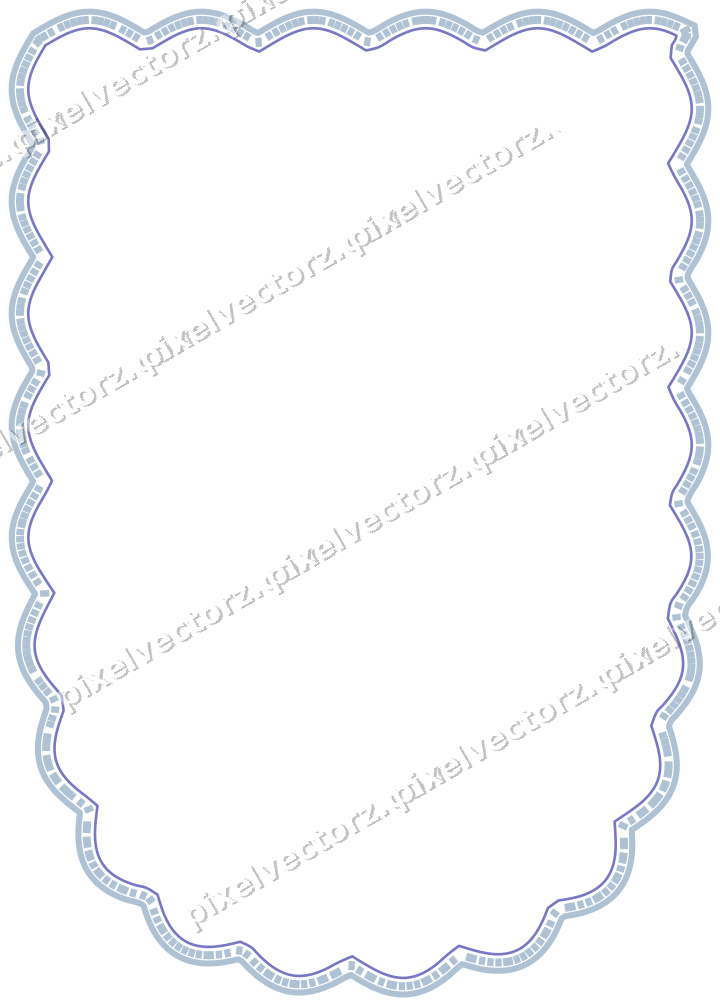 Dekorativer Zierrahmen in Violett und Blau mit Wappen und Lappenrand