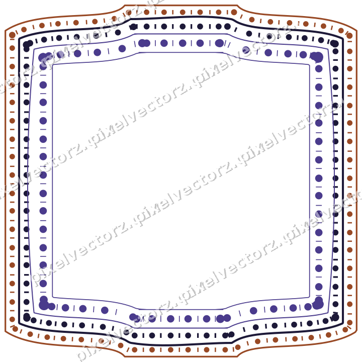 Dekorativer Zierrahmen in Orange und Blau mit Tafel