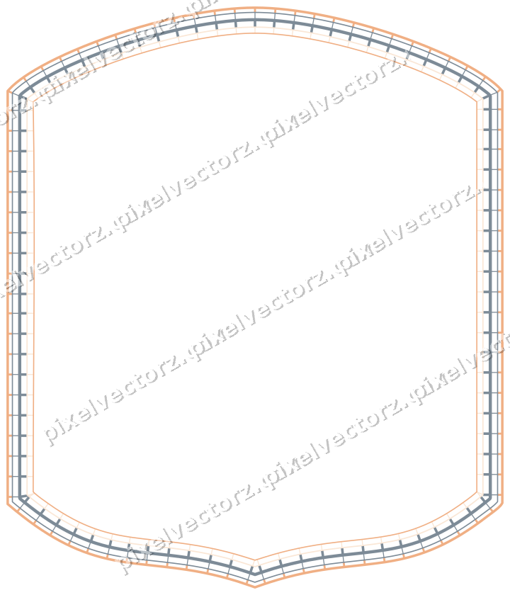Dekorativer Zierrahmen in Blau und Orange mit Tafel und Spitzbogen