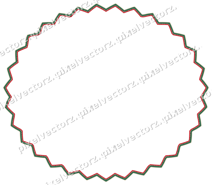 Dekorativer Zierrahmen in Dunkelgrün und Rot mit Oval und Zackenrand