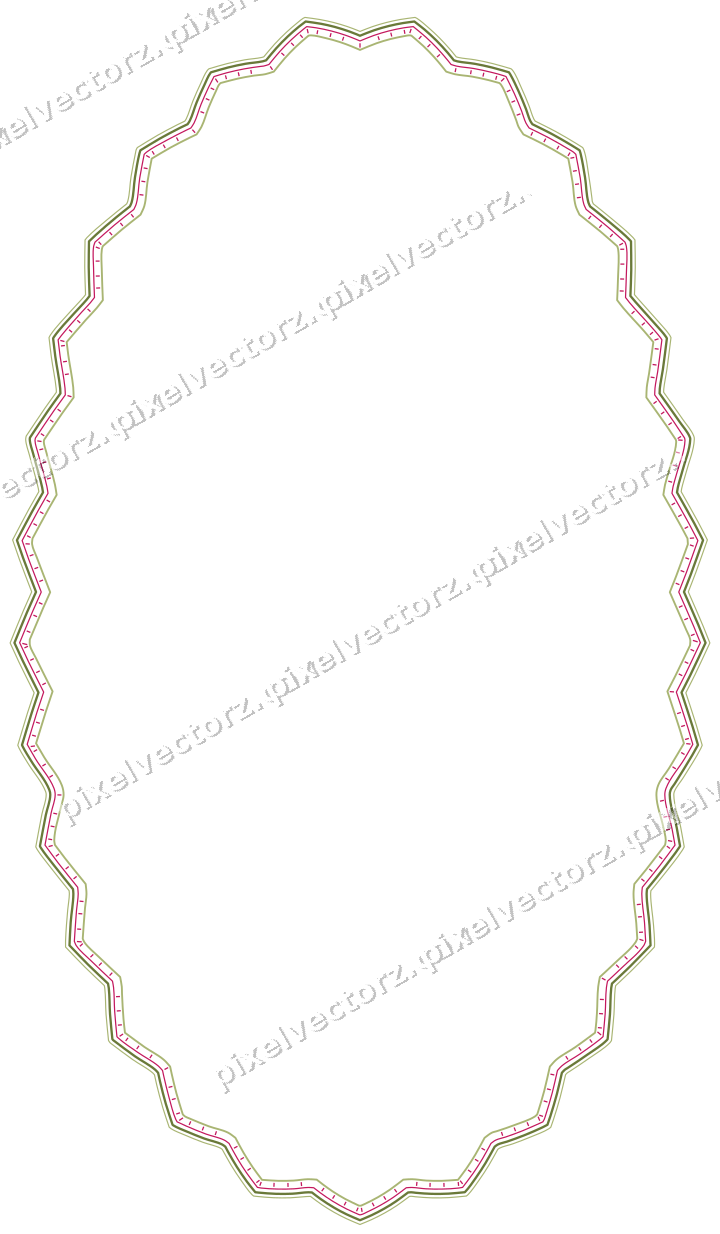 Dekorativer Zierrahmen in Limette und Rosa mit Oval und Zackenrand