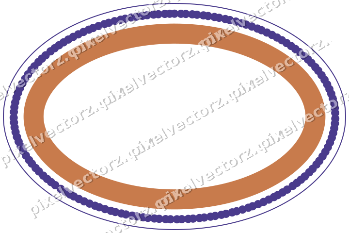 Dekorativer Zierrahmen in Orange und Blau mit Oval und Punktreihe