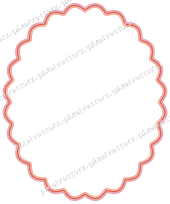 Dekorativer Zierrahmen in Rot und Orange mit Oval und Lappenrand