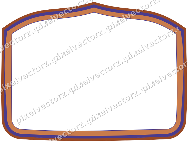 Dekorativer Zierrahmen in Orange und Blau mit Tafel und Eselsrücken