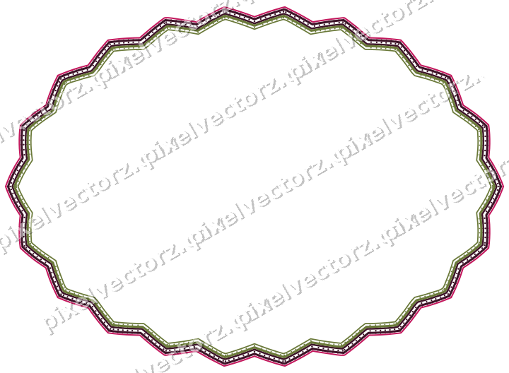 Dekorativer Zierrahmen in Limette und Rosa mit Oval und Zackenrand