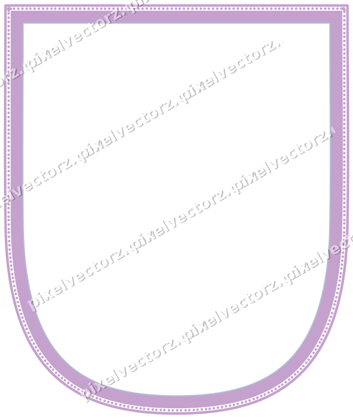 Dekorativer Zierrahmen in Violett und Blau mit Wappen und Punktreihe