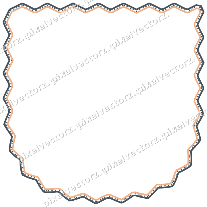 Dekorativer Zierrahmen in Blau und Orange mit Wappen und Zackenrand