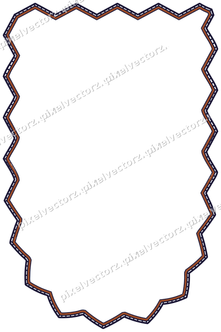 Dekorativer Zierrahmen in Orange und Blau mit Wappen und Zackenrand
