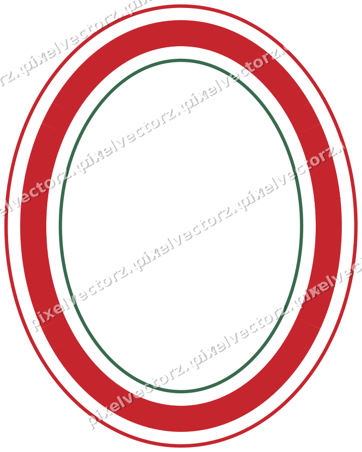 Dekorativer Zierrahmen in Dunkelgrün und Rot mit Oval und Strichelung