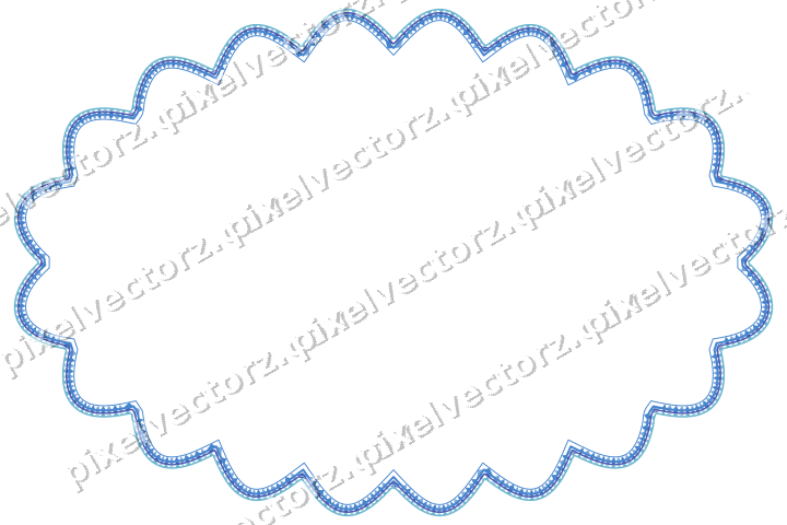 Dekorativer Zierrahmen in Blau und Türkis mit Oval und Lappenrand