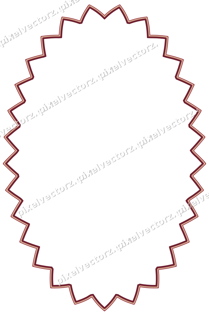 Dekorativer Zierrahmen in Dunkelrosa und Rot mit Oval und Zackenrand