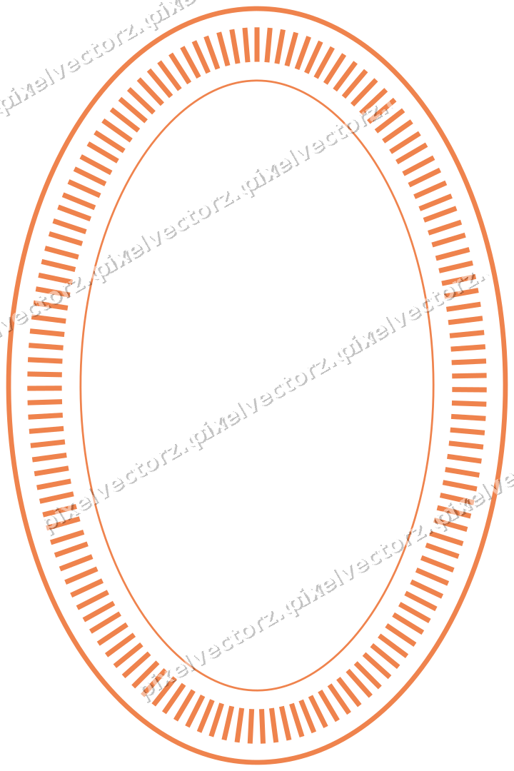 Dekorativer Zierrahmen in Orange und Petrol mit Oval und Strichelung