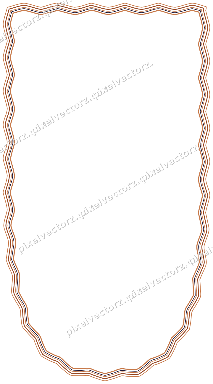 Dekorativer Zierrahmen in Orange und Blau mit Wappen und Zackenrand