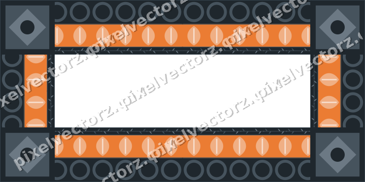 Dekorativer Bilderrahmen in Blau und Orange mit Ringkette