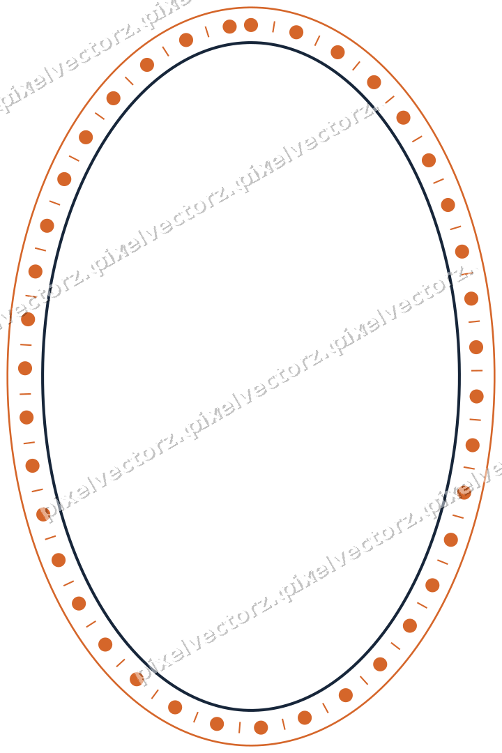 Dekorativer Zierrahmen in Dunkelblau und Orange mit Oval
