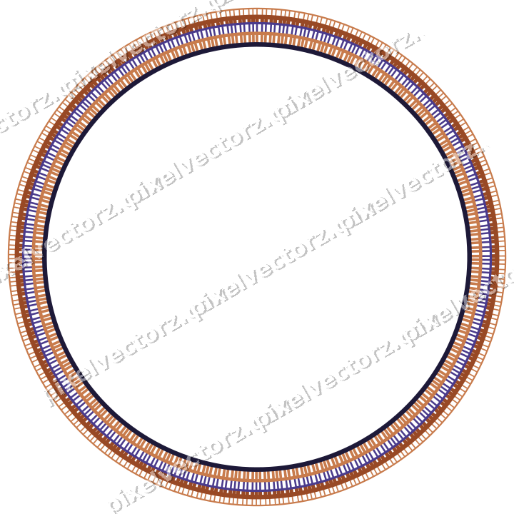 Dekorativer Zierrahmen in Orange und Blau mit Oval und Schraffur
